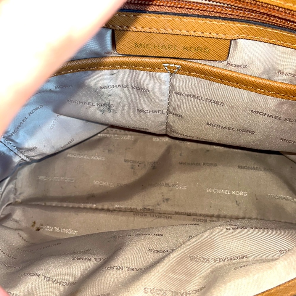 Michael Kors Brown and Tan Monogram Tote Shoulder Bag - Picture 5 of 11